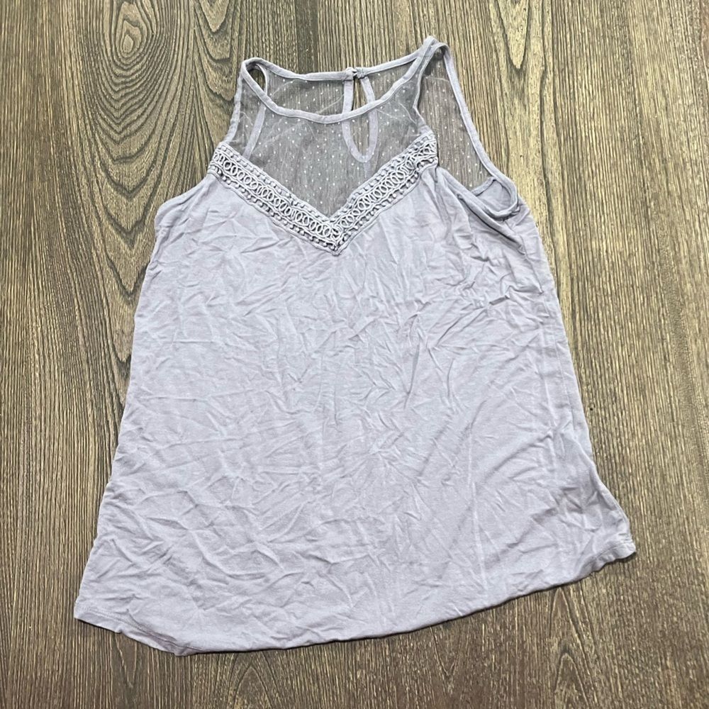 Maurices Tank Blouse Mesh Round Neck Sleeveless Stretch Pullover Purple Size XS
